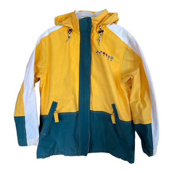 Vintage L.L. Bean‎ Sailing Windbreaker Jacket 1990s Yellow Green Nautical - Picture 15 of 15